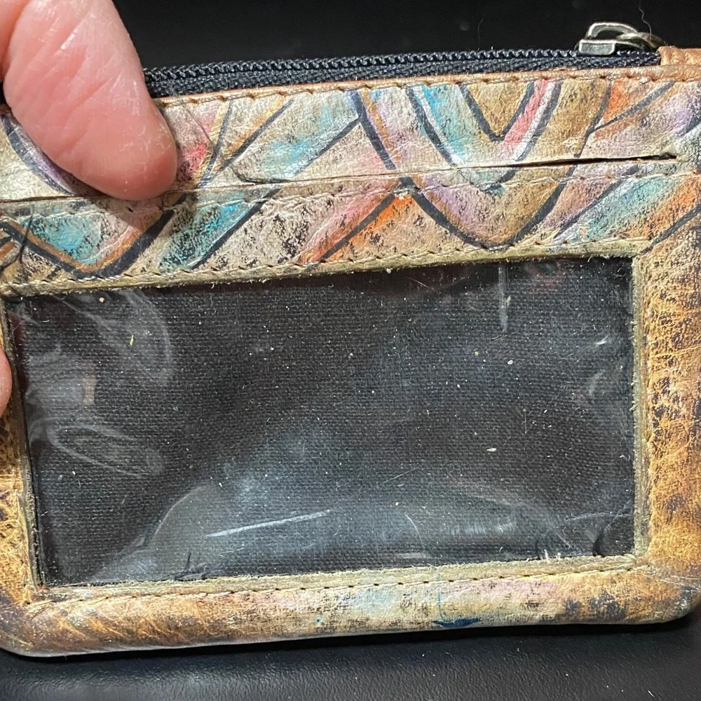 Vintage Sova Multicolor Leather credit card Wallet with ID Window
